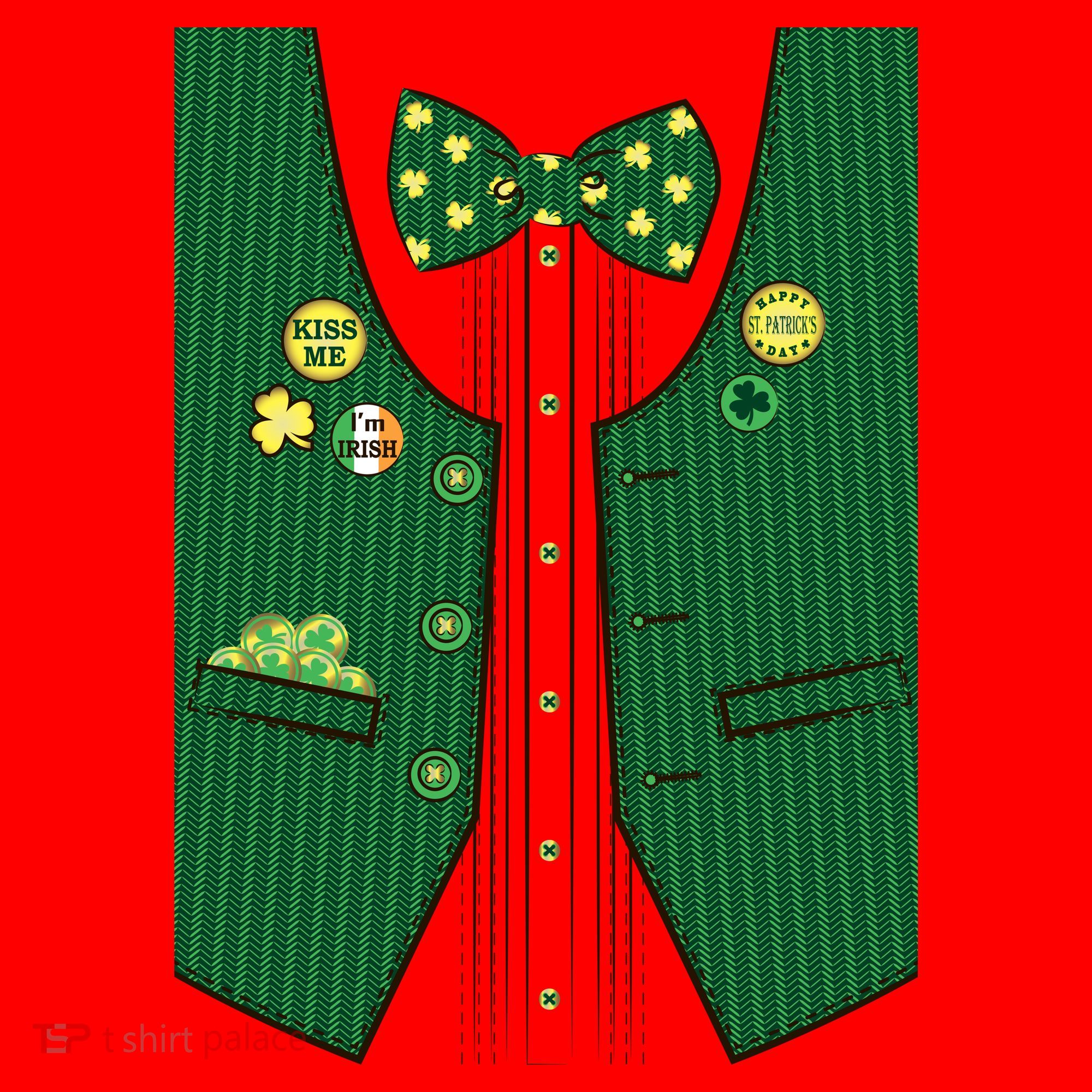 St Patricks Day Lucky Shamrock Vest Costume Santa Hat