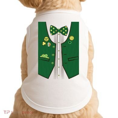 St Patricks Day Lucky Shamrock Vest Costume Doggie Tank