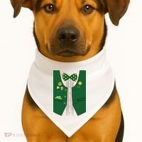 St Patricks Day Lucky Shamrock Vest Costume USA-Made Doggie Bandana thumb 1