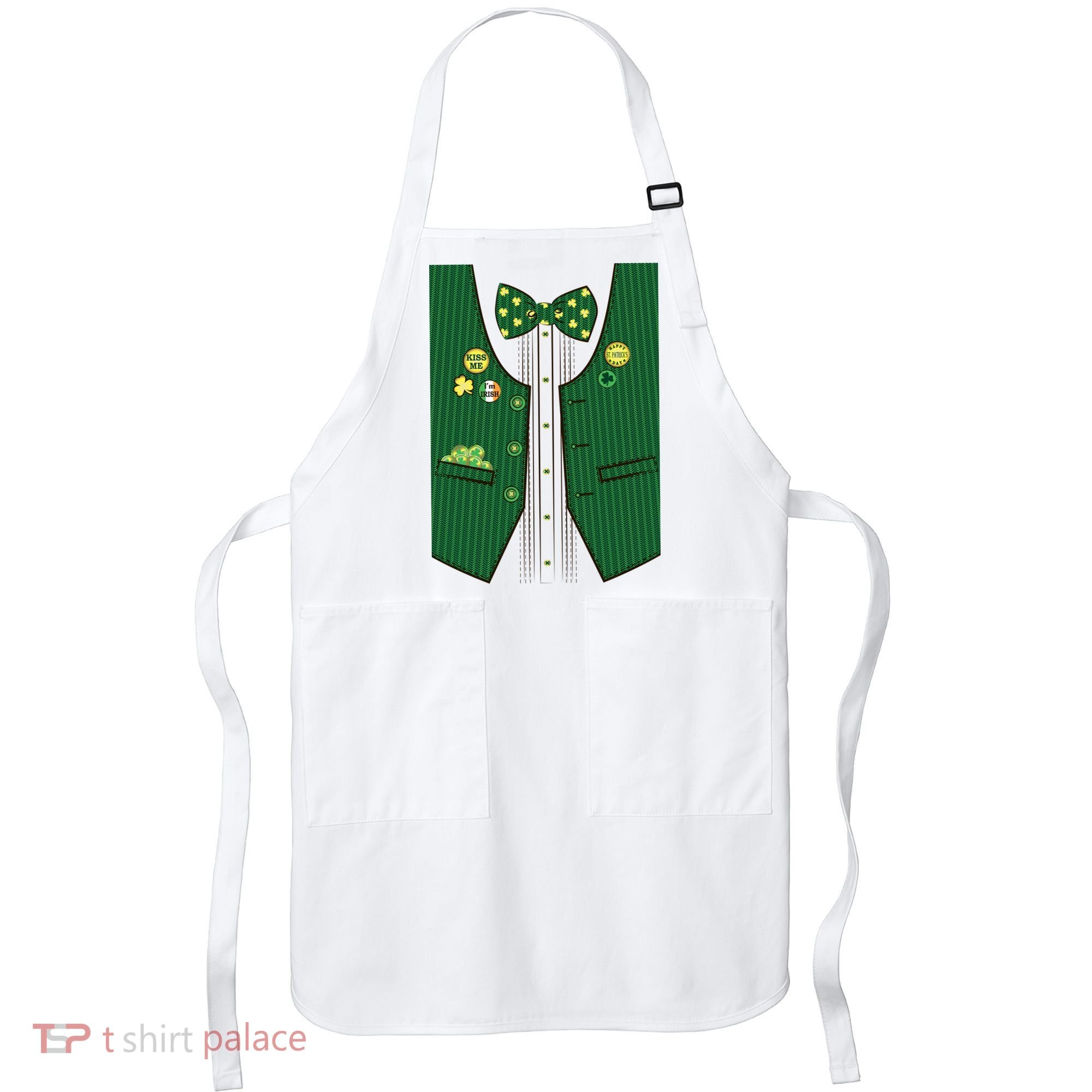 St Patricks Day Lucky Shamrock Vest Costume Apron