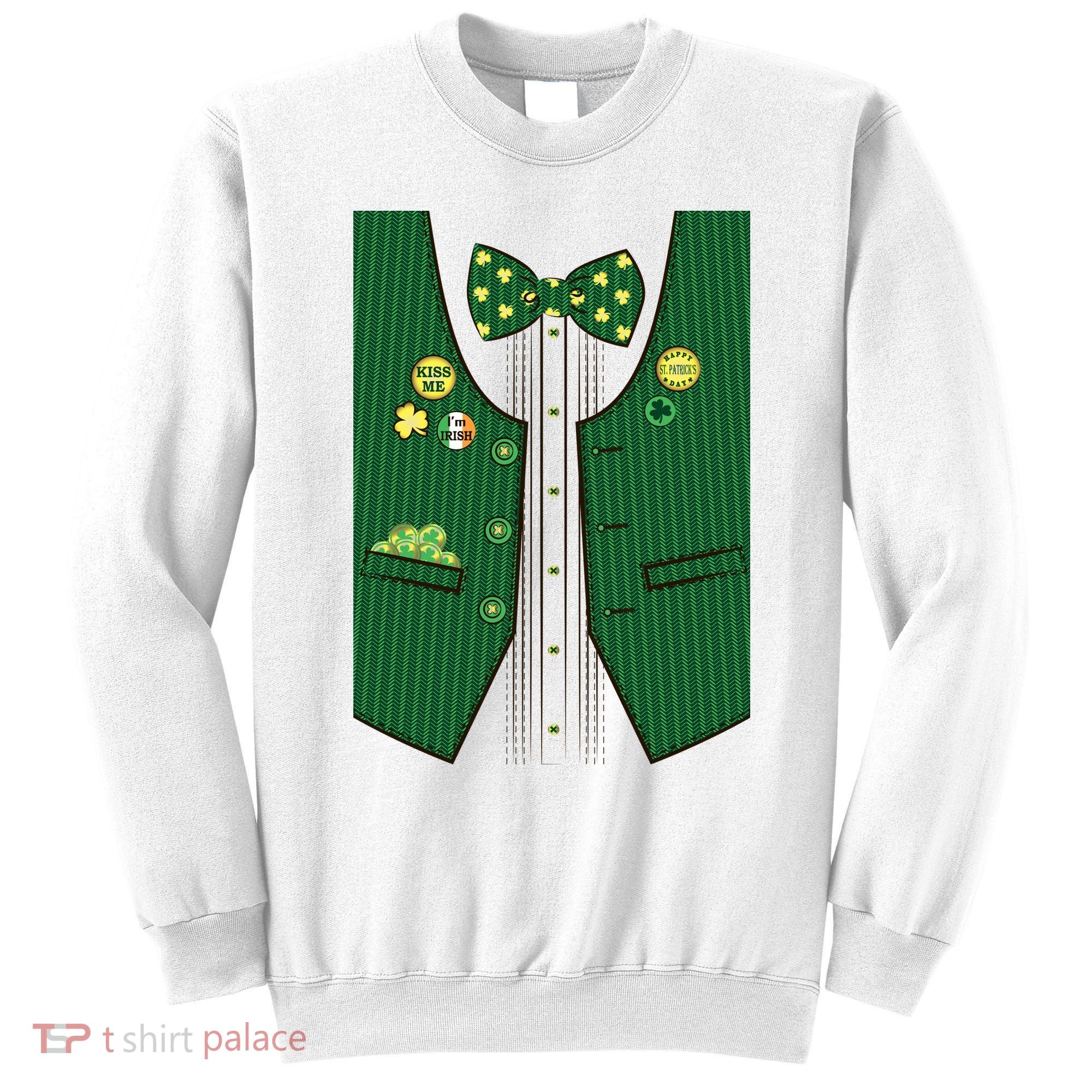 St Patricks Day Lucky Shamrock Vest Costume Sweatshirt