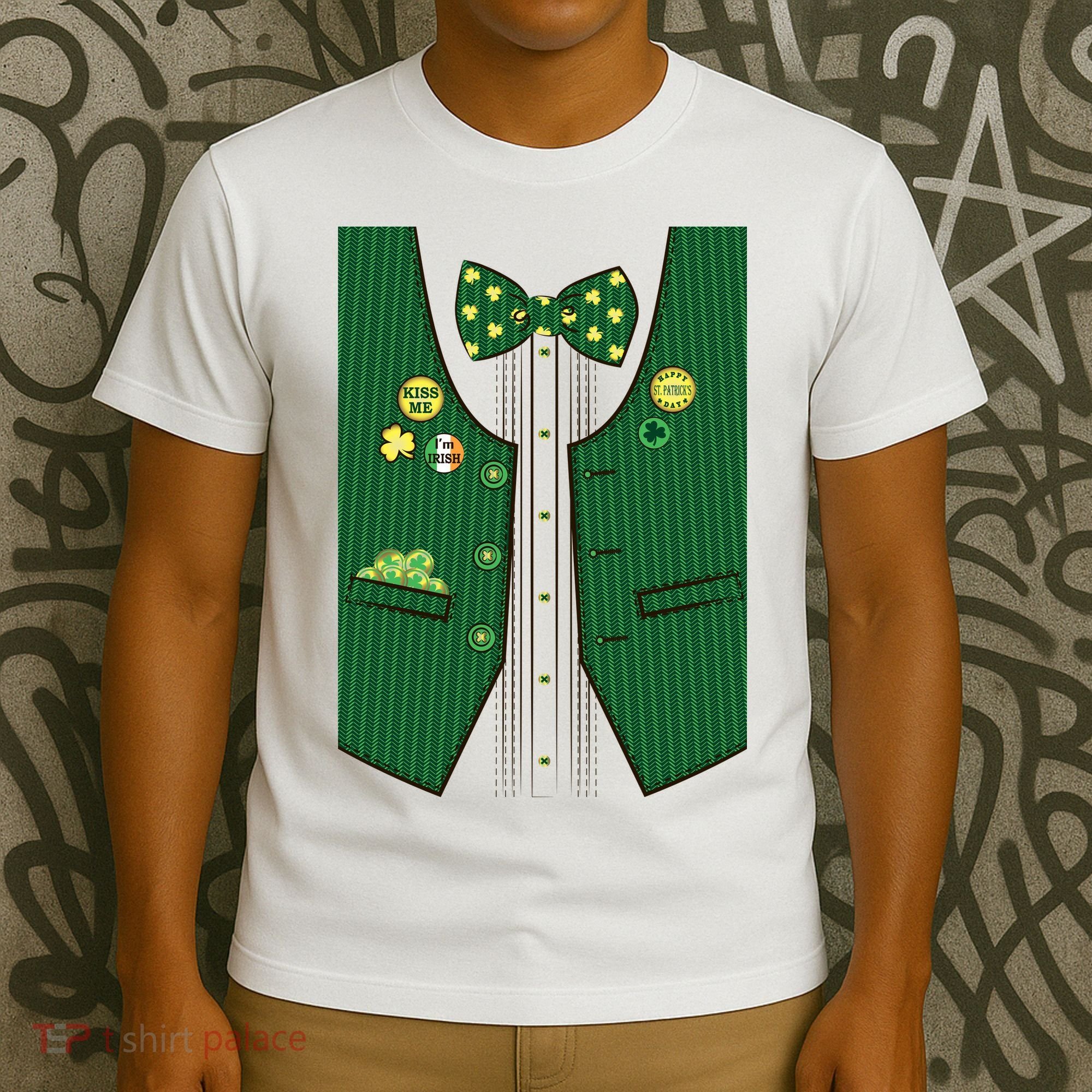 St Patricks Day Lucky Shamrock Vest Costume T-Shirt