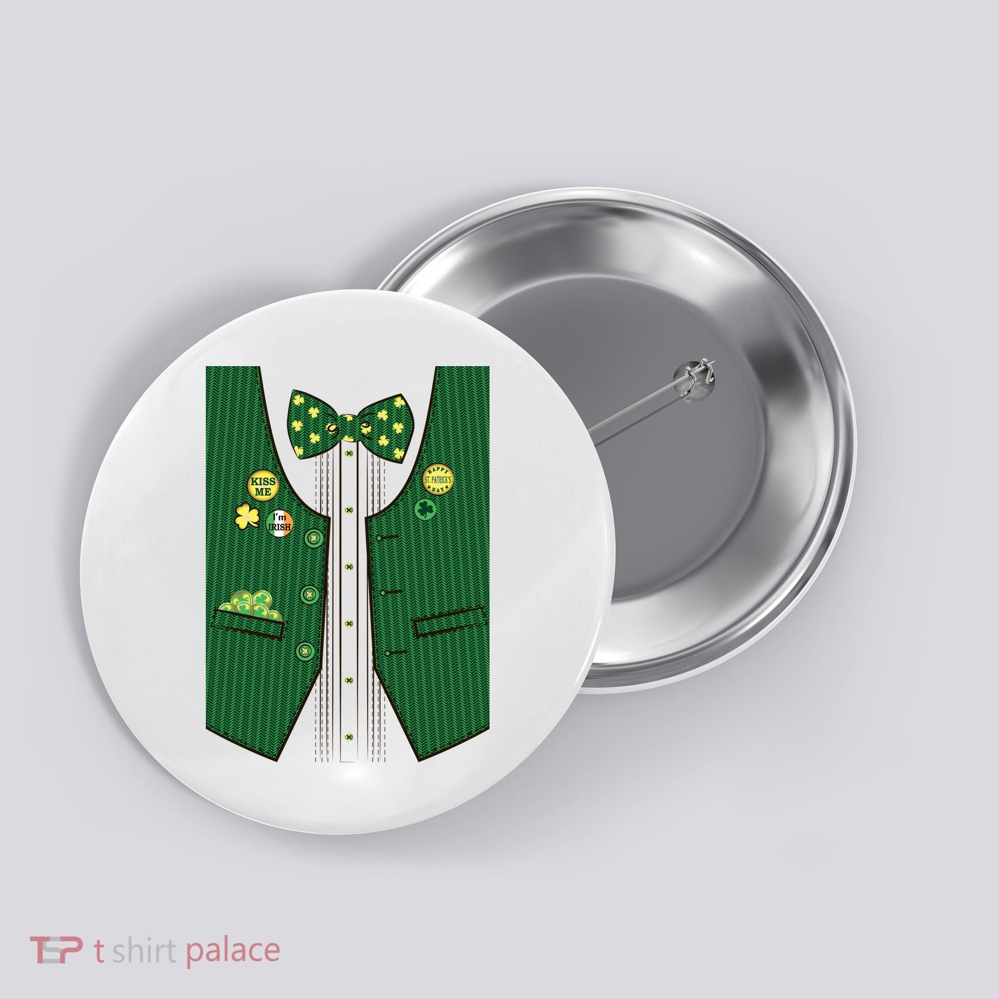 St Patricks Day Lucky Shamrock Vest Costume Button