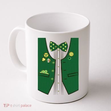 St Patricks Day Lucky Shamrock Vest Costume Coffee Mug
