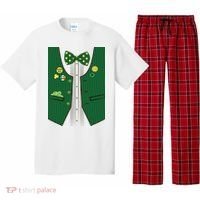 St Patricks Day Lucky Shamrock Vest Costume Pajama Set thumb 0