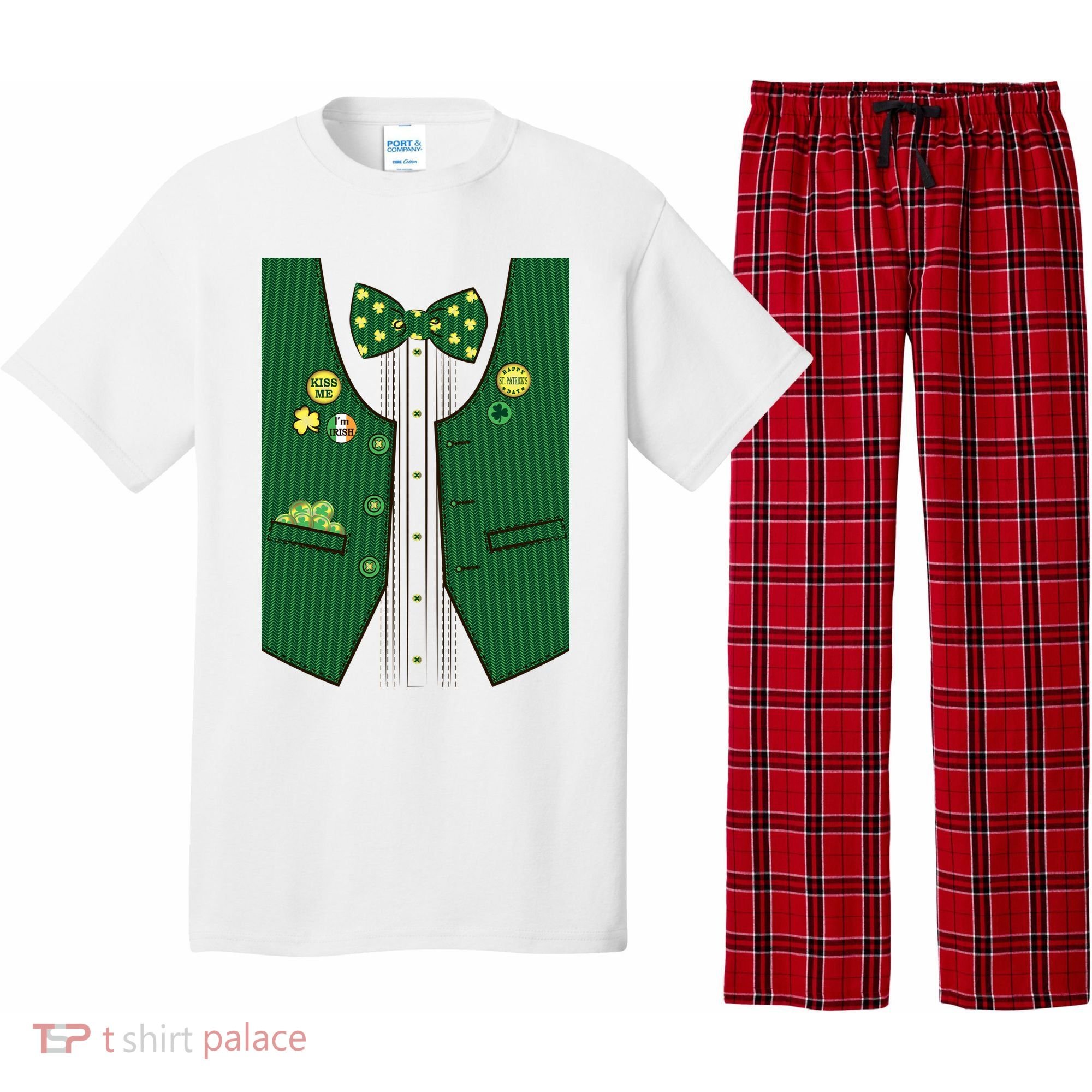 St Patricks Day Lucky Shamrock Vest Costume Pajama Set