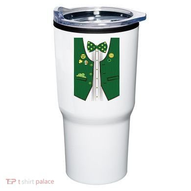 St Patricks Day Lucky Shamrock Vest Costume Tumbler