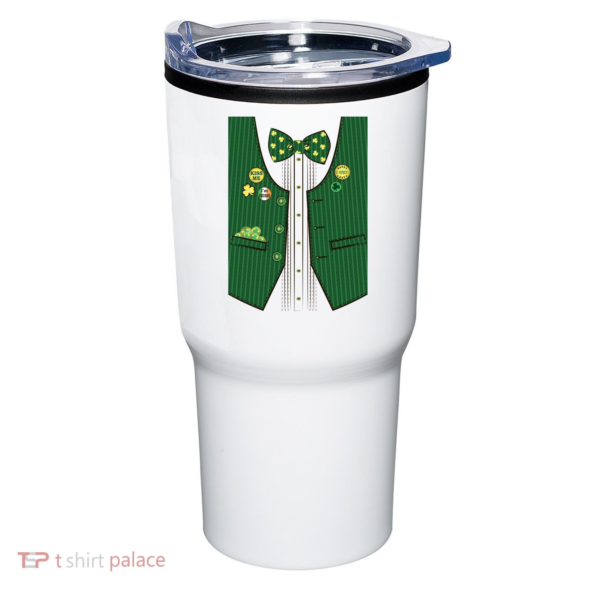 St Patricks Day Lucky Shamrock Vest Costume Tumbler