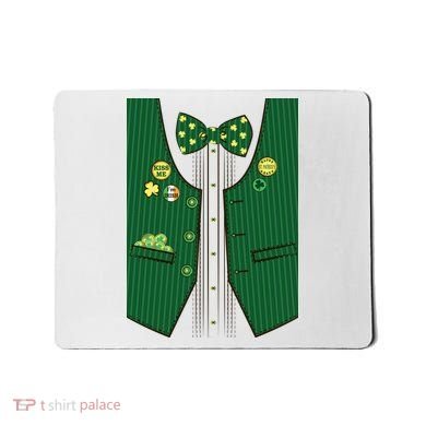 St Patricks Day Lucky Shamrock Vest Costume Mousepad