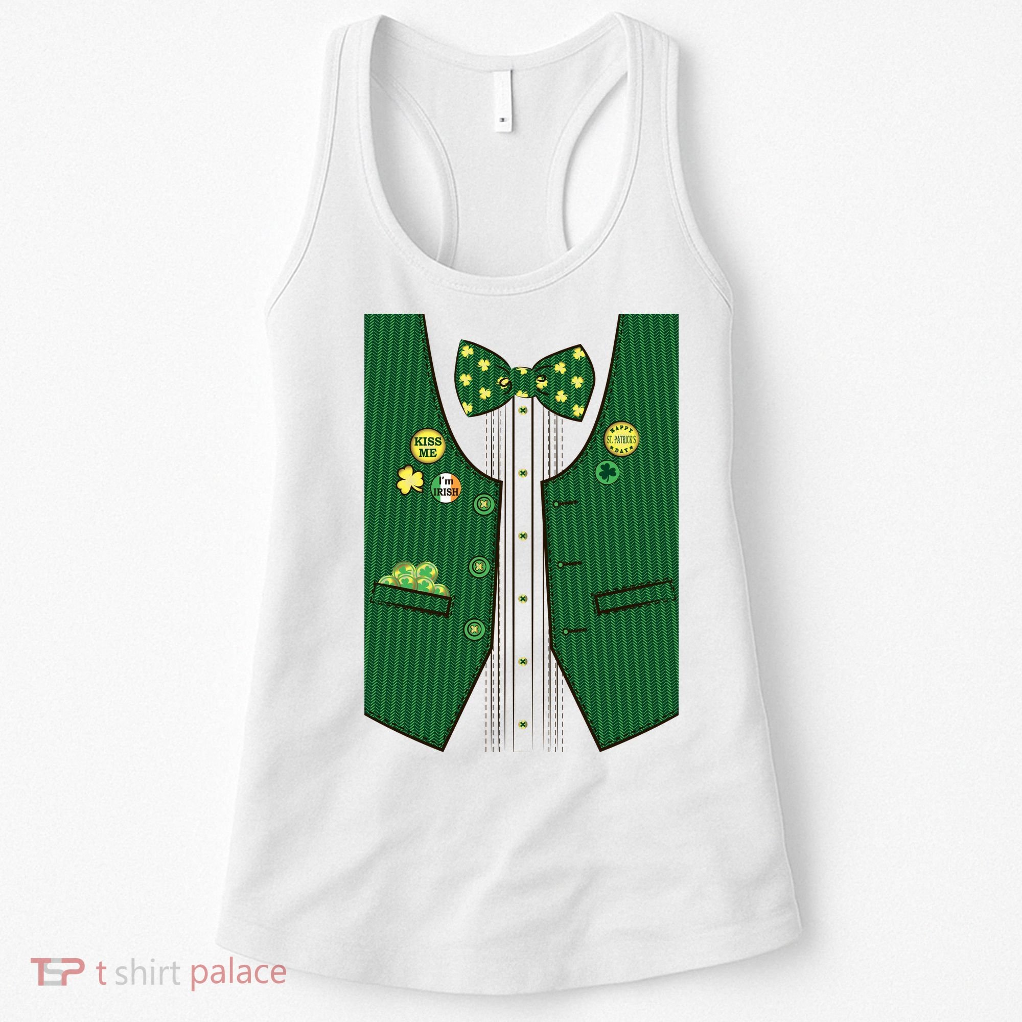 St Patricks Day Lucky Shamrock Vest Costume Women's Tank Top