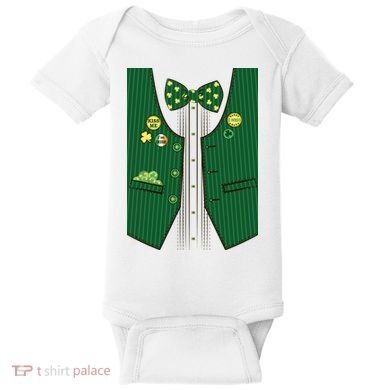 St Patricks Day Lucky Shamrock Vest Costume Baby Bodysuit