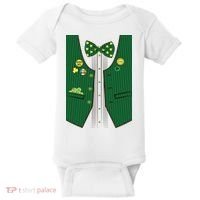 St Patricks Day Lucky Shamrock Vest Costume Baby Bodysuit thumb 0