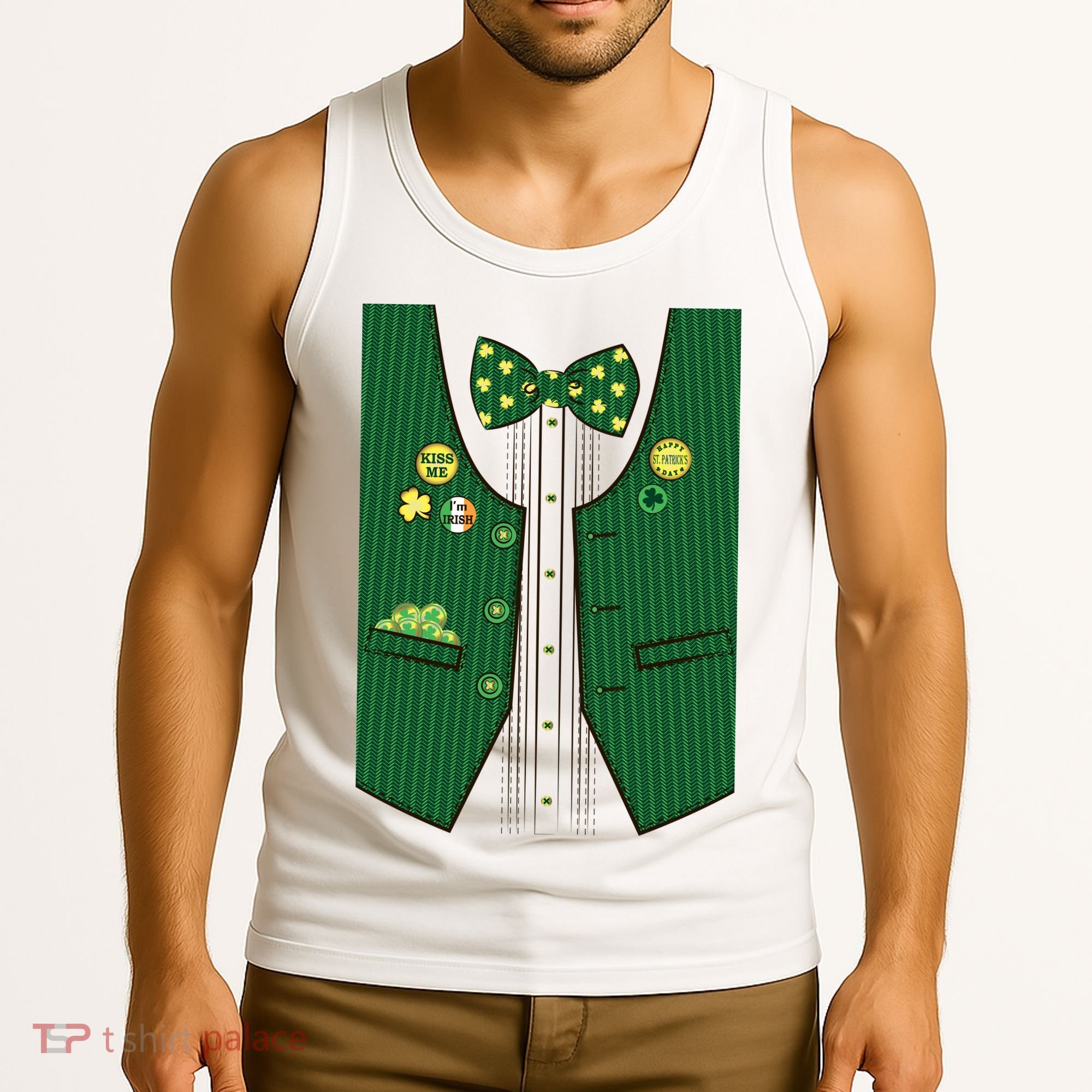 St Patricks Day Lucky Shamrock Vest Costume Tank Top