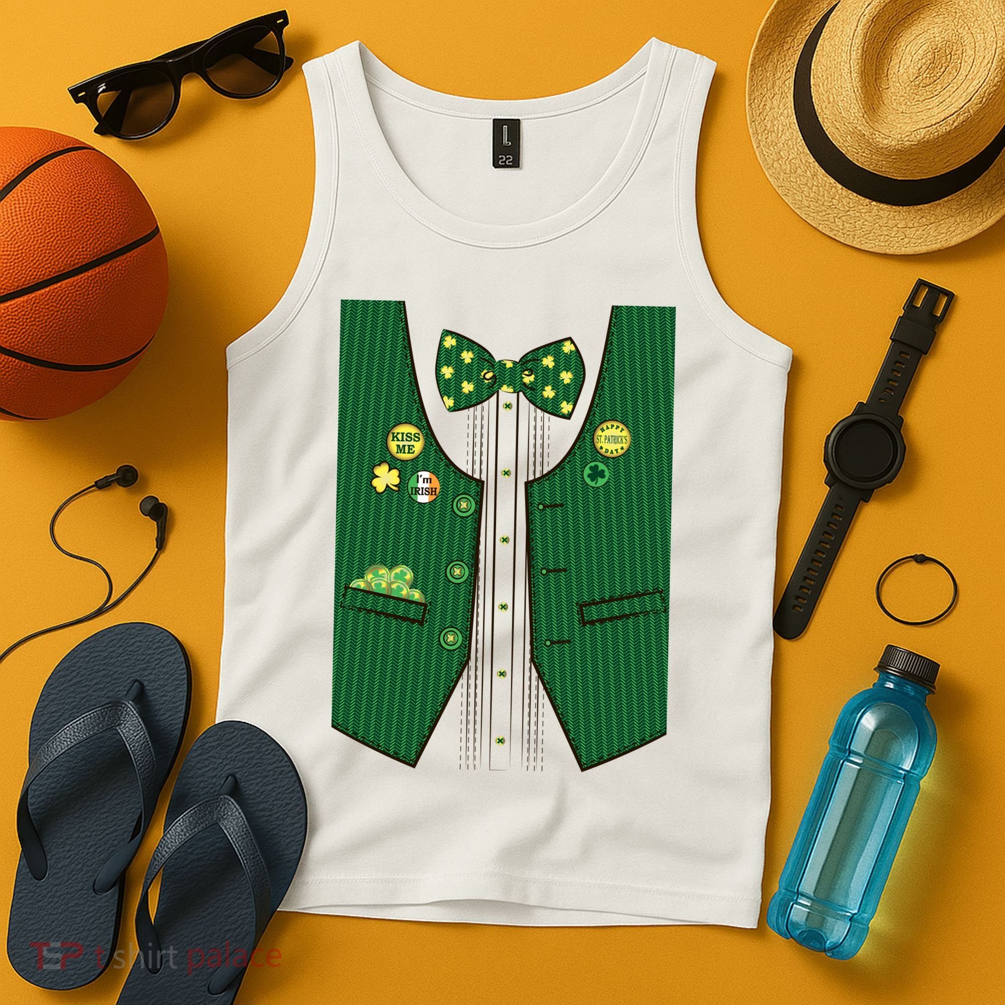 St Patricks Day Lucky Shamrock Vest Costume Tank Top