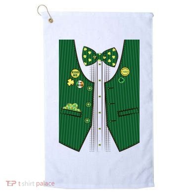 St Patricks Day Lucky Shamrock Vest Costume Golf Towel