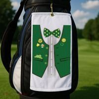 St Patricks Day Lucky Shamrock Vest Costume Golf Towel thumb 2