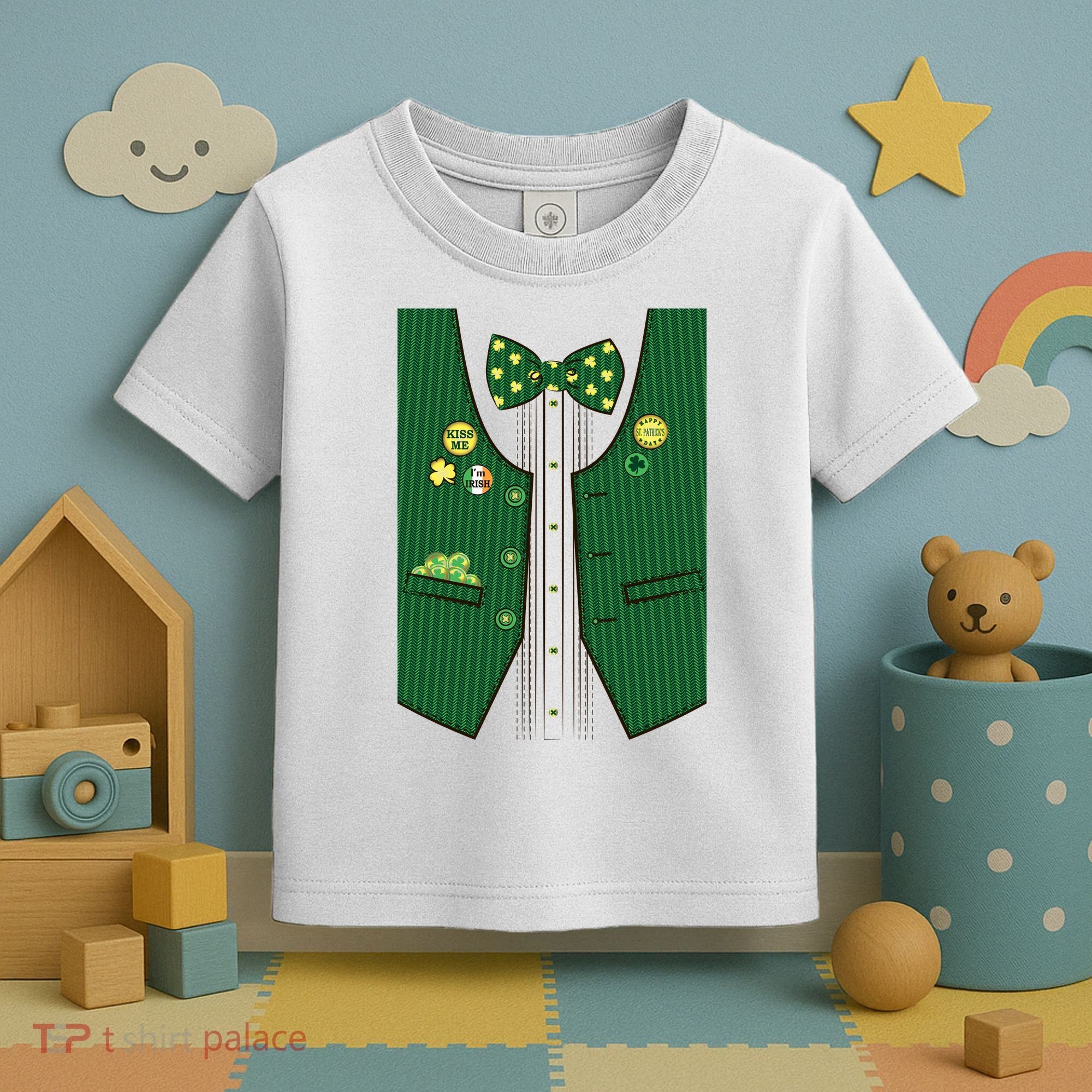 St Patricks Day Lucky Shamrock Vest Costume Toddler T-Shirt