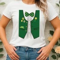 St Patricks Day Lucky Shamrock Vest Costume Women's T-Shirt thumb 2