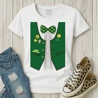 St Patricks Day Lucky Shamrock Vest Costume Women's T-Shirt thumb 3
