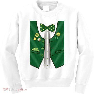 St Patricks Day Lucky Shamrock Vest Costume Kids Sweatshirt