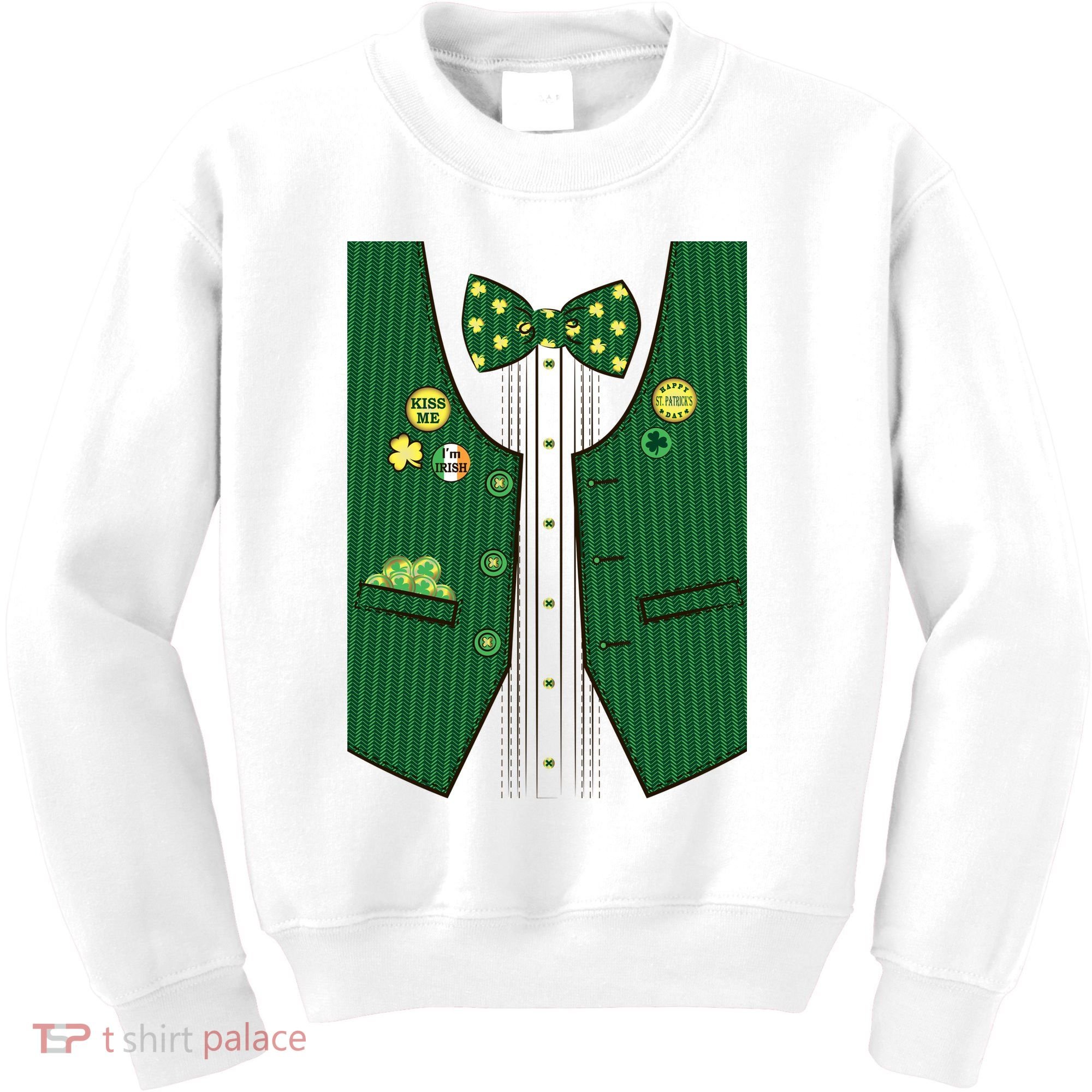 St Patricks Day Lucky Shamrock Vest Costume Kids Sweatshirt