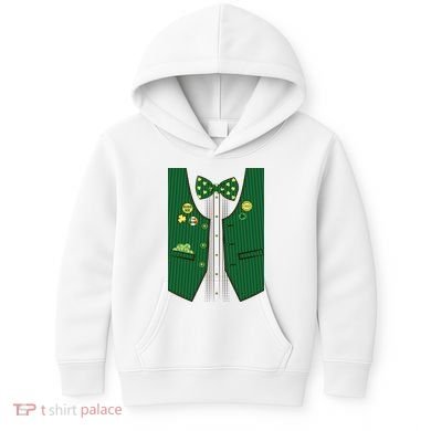 St Patricks Day Lucky Shamrock Vest Costume Kids Hoodie