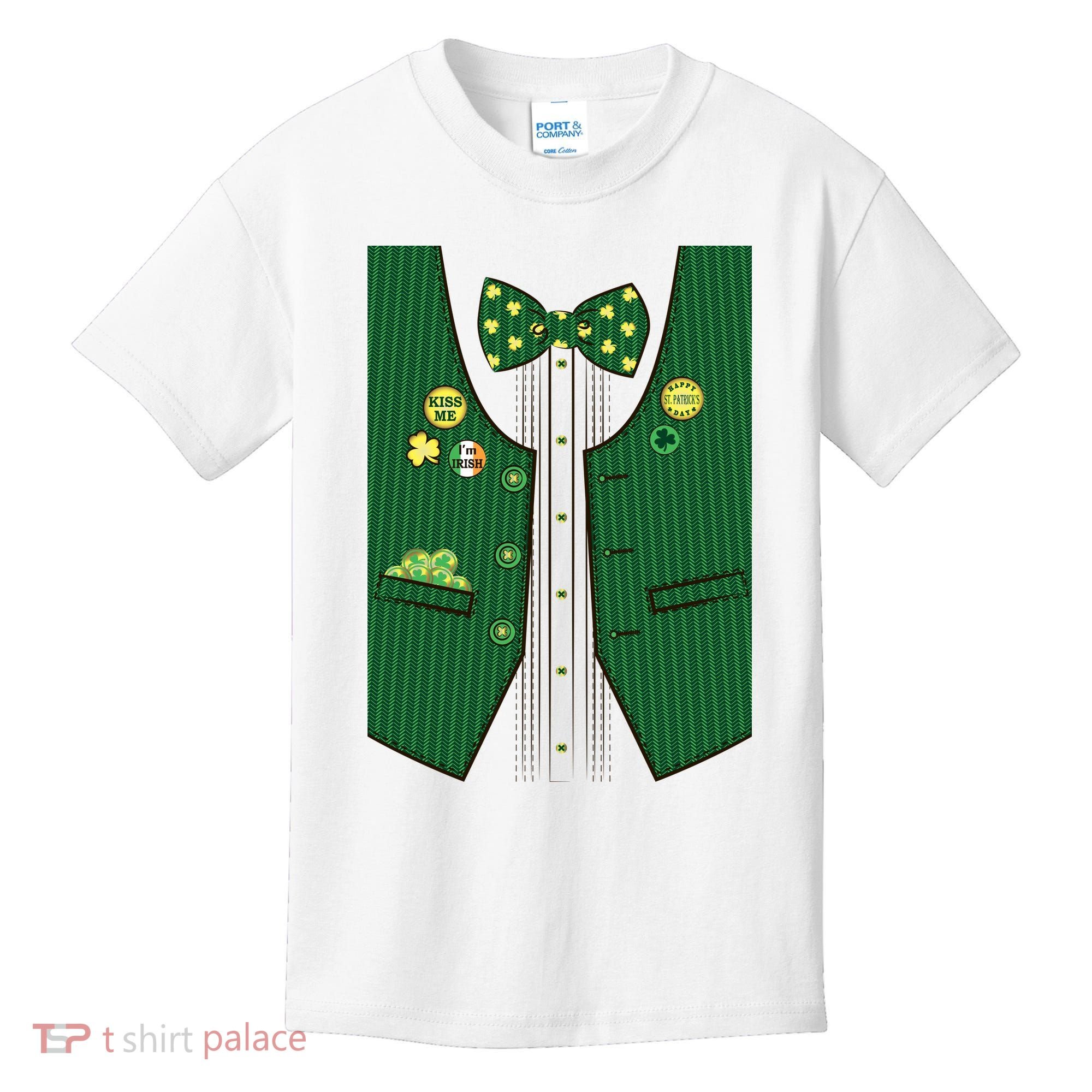 St Patricks Day Lucky Shamrock Vest Costume Kids T-Shirt