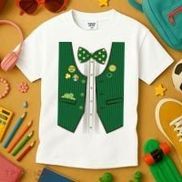 St Patricks Day Lucky Shamrock Vest Costume Kids T-Shirt thumb 3
