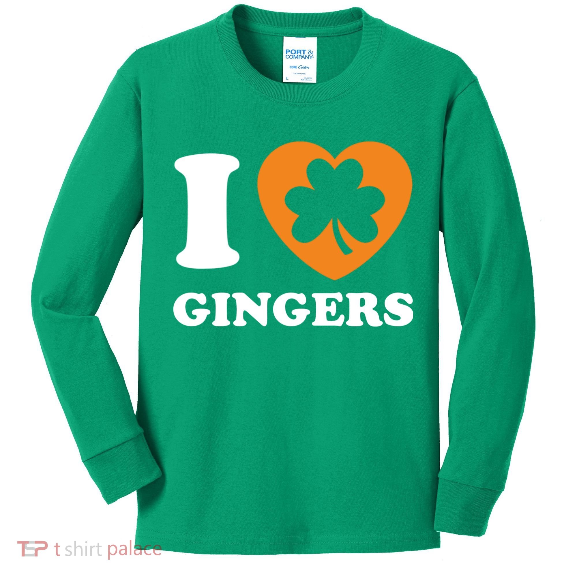 St Patricks Day Ginger Irish Pride I Love Gingers Redhead Kids Long Sleeve Shirt