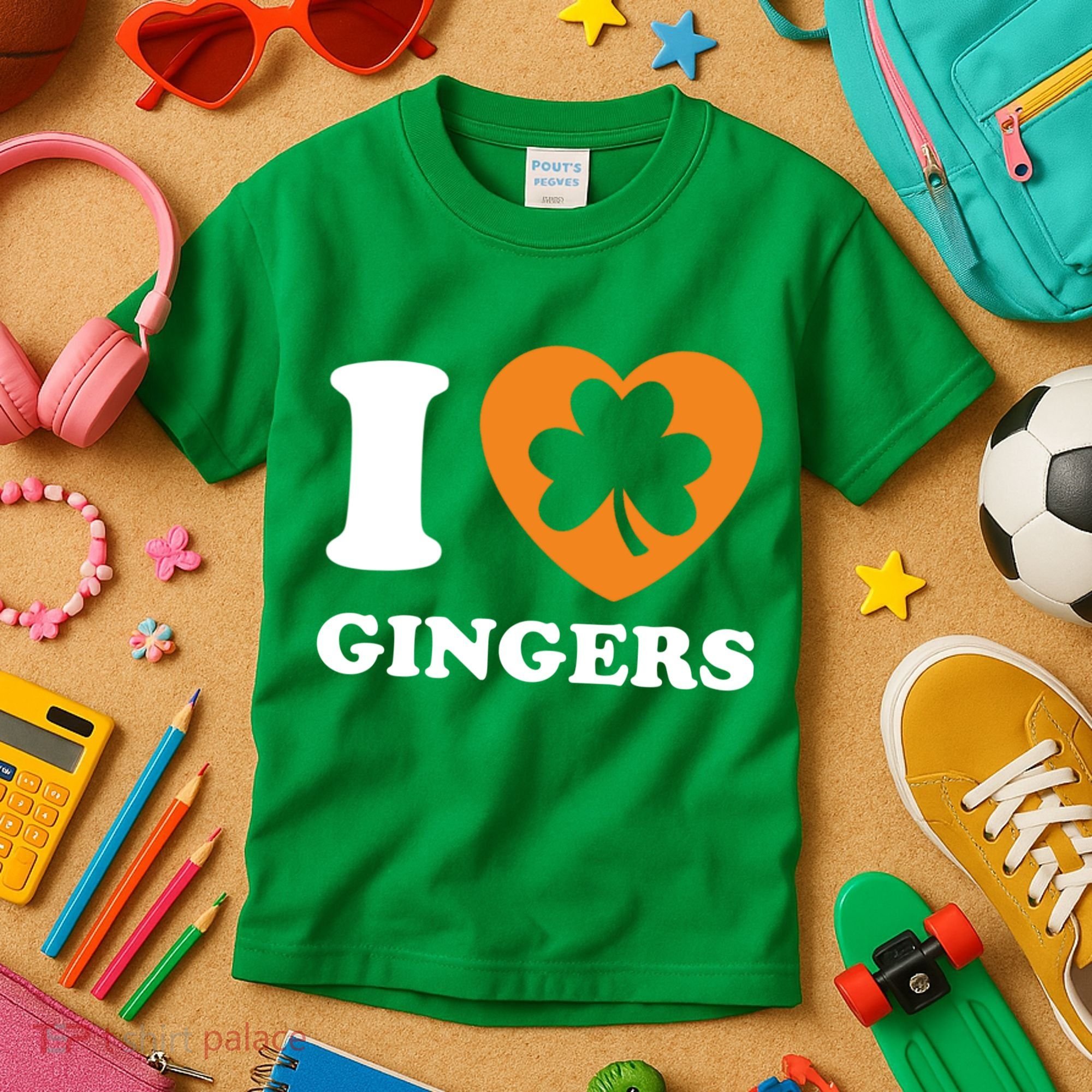 St Patricks Day Ginger Irish Pride I Love Gingers Redhead Kids T-Shirt