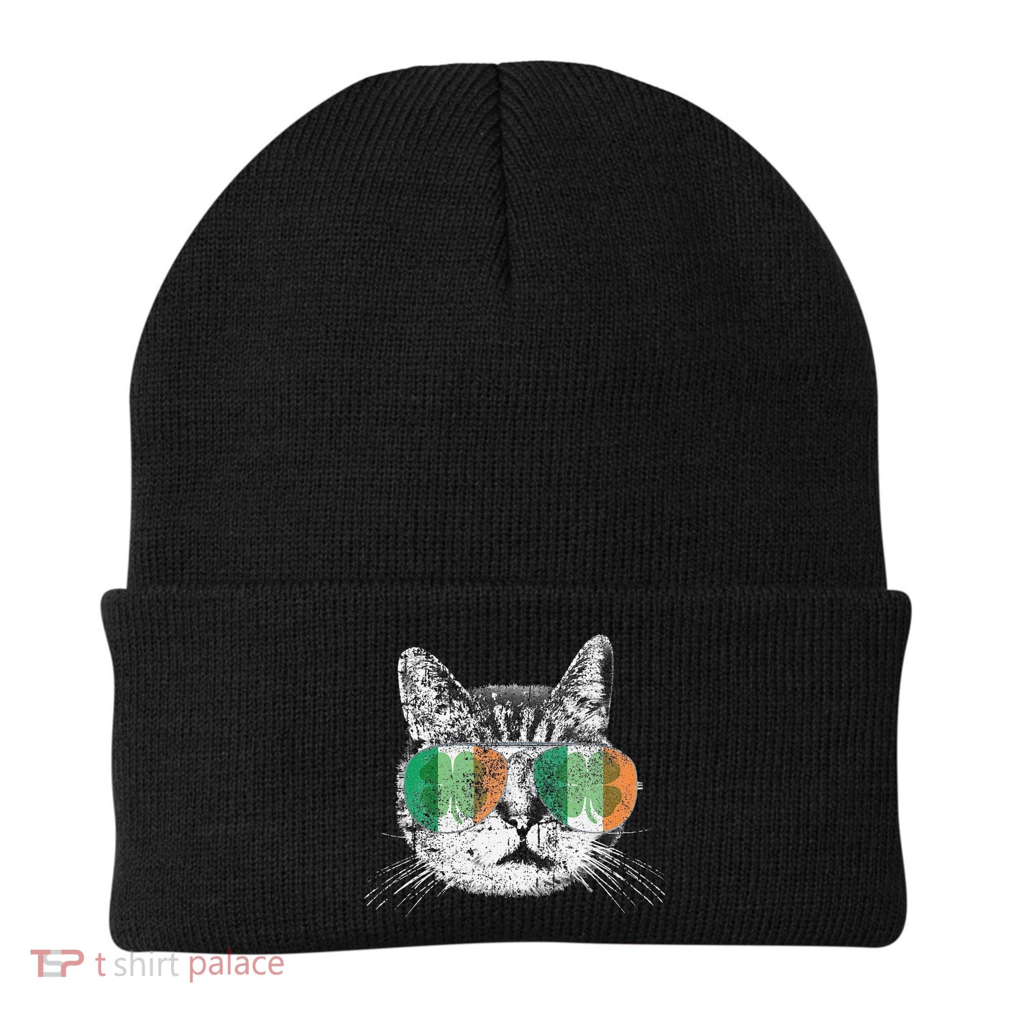 St Patrick's Day Cat Tricks Irish Saint Catty's Shamrock Beanie