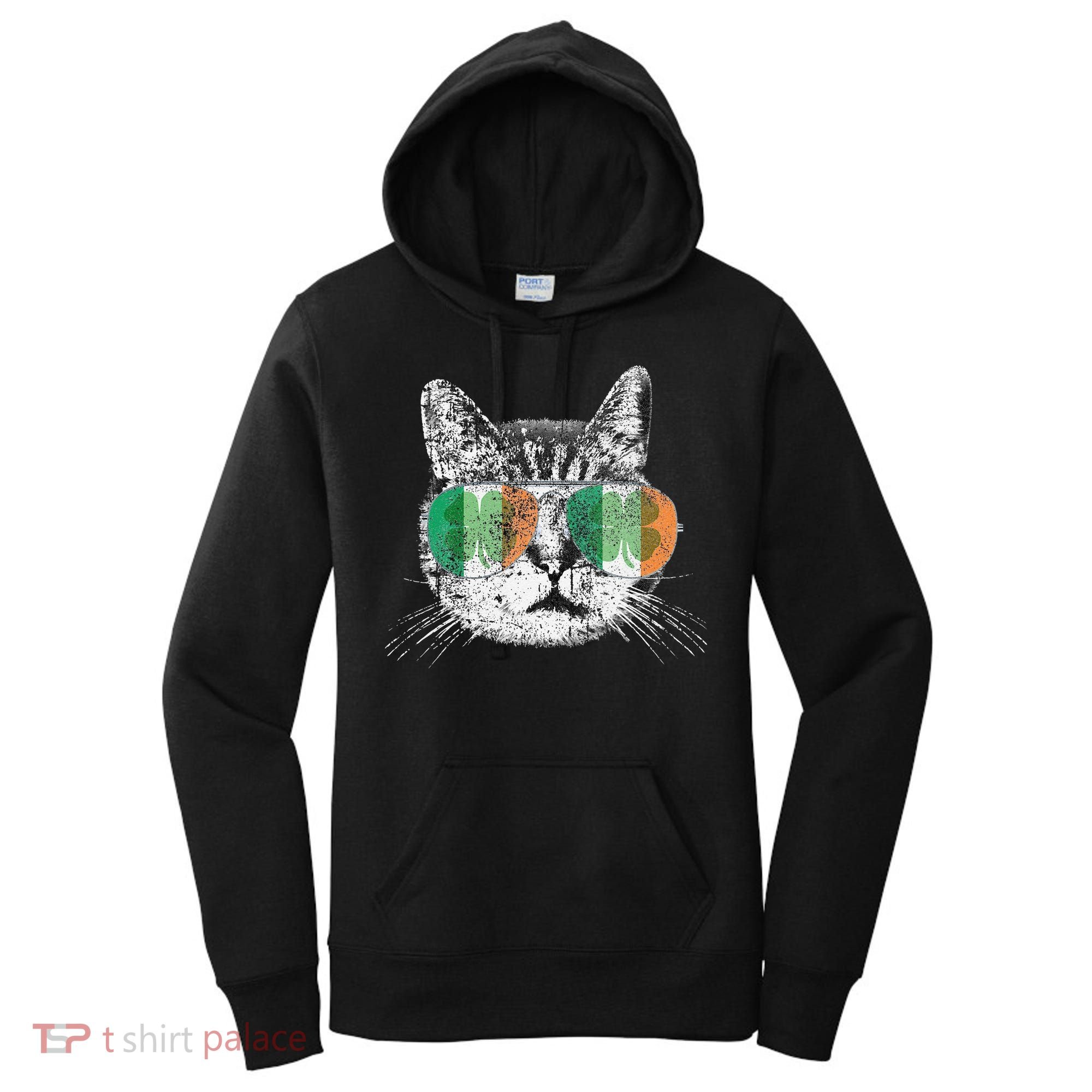 St Patrick's Day Cat Tricks Irish Saint Catty's Shamrock Women's Hoodie