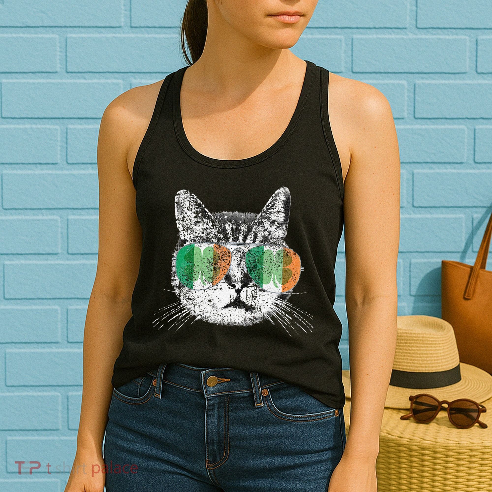 St Patrick's Day Cat Tricks Irish Saint Catty's Shamrock Women's Tank Top