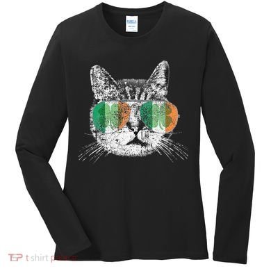 St Patrick's Day Cat Tricks Irish Saint Catty's Shamrock Women's Long Sleeve Shirt