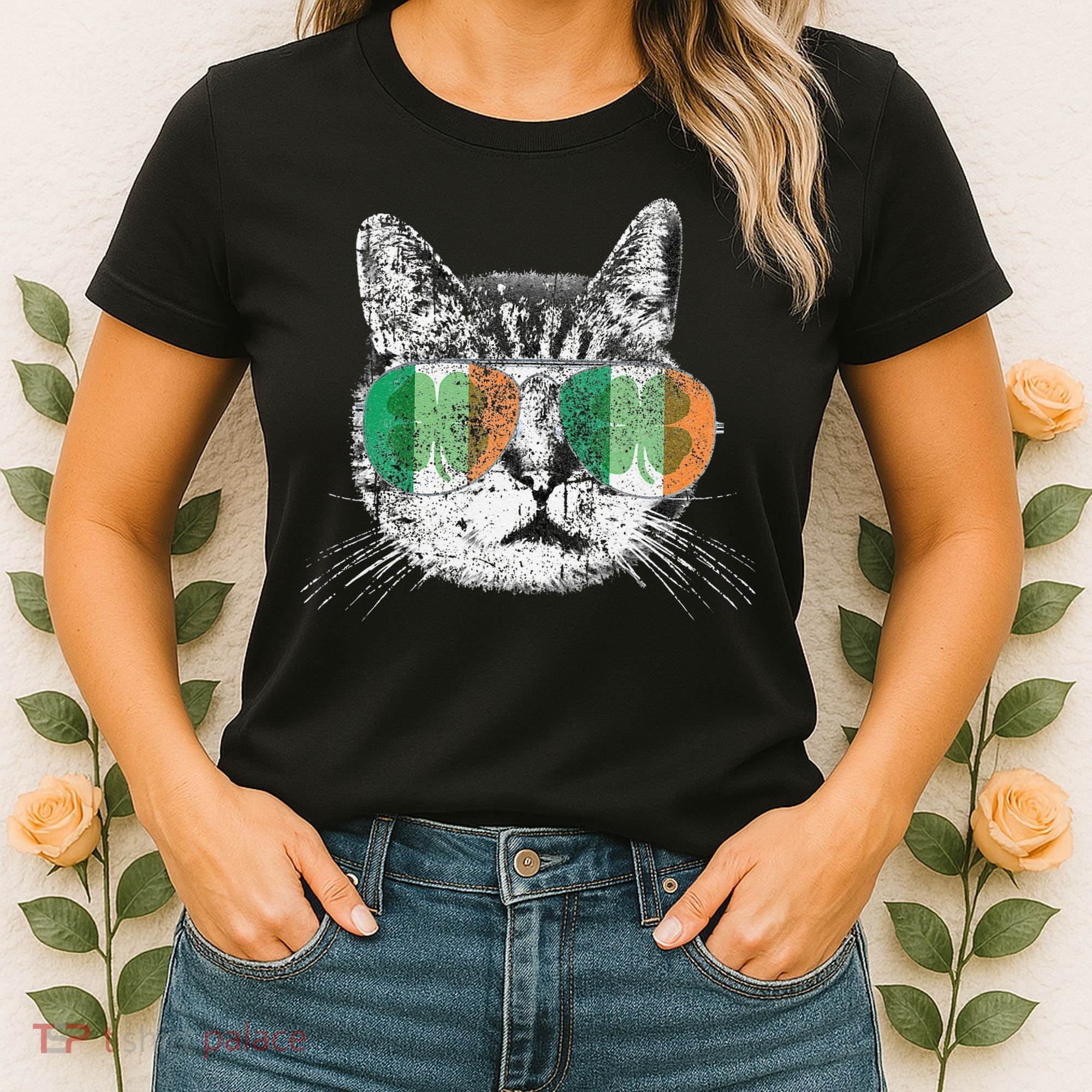 St Patrick's Day Cat Tricks Irish Saint Catty's Shamrock Women's T-Shirt