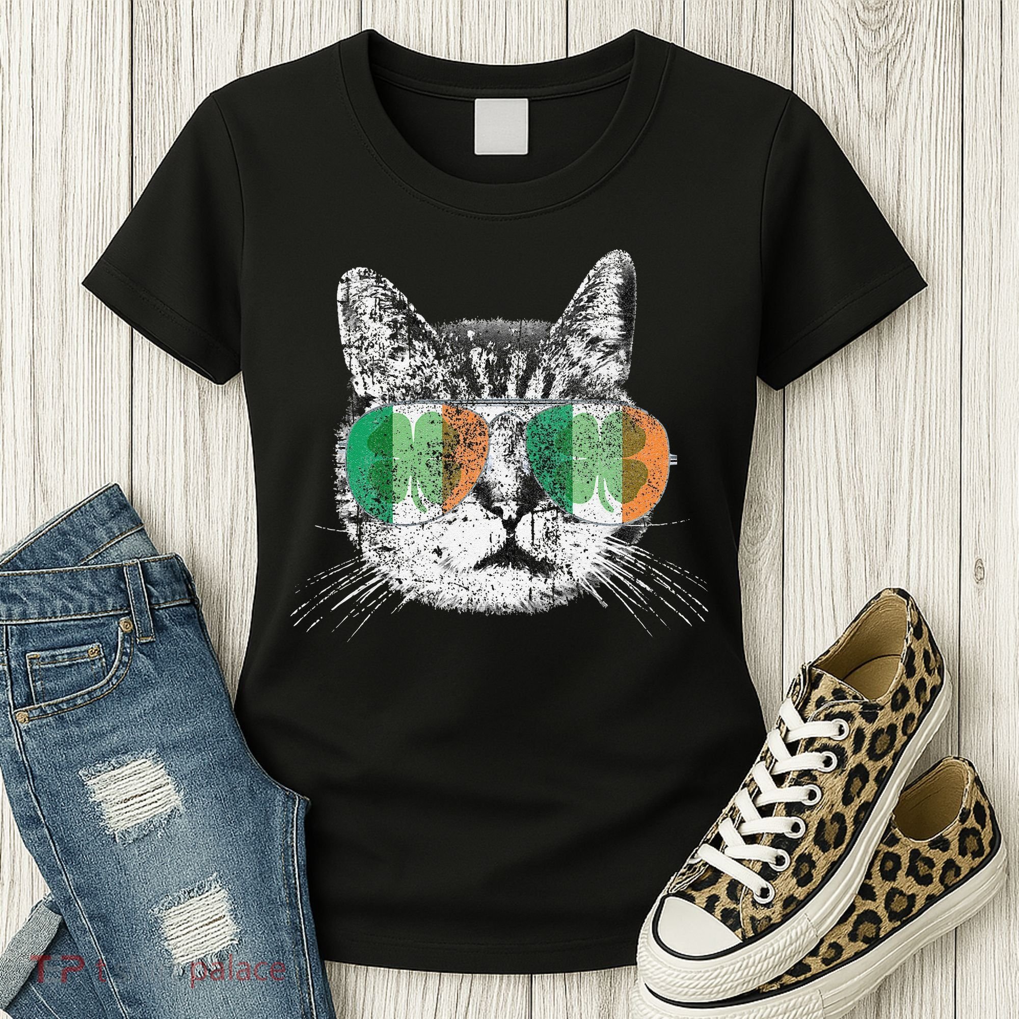 St Patrick's Day Cat Tricks Irish Saint Catty's Shamrock Women's T-Shirt