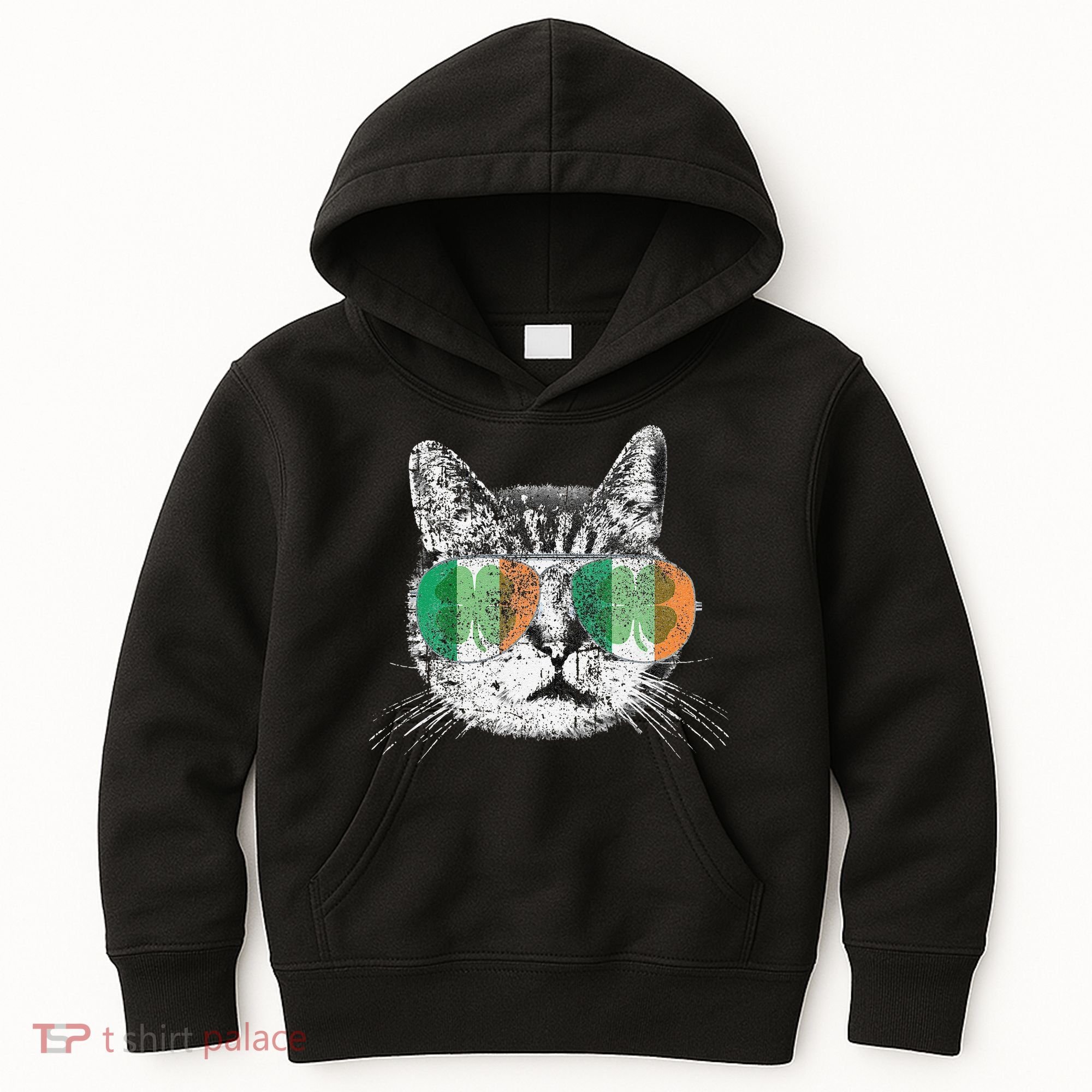 St Patrick's Day Cat Tricks Irish Saint Catty's Shamrock Kids Hoodie