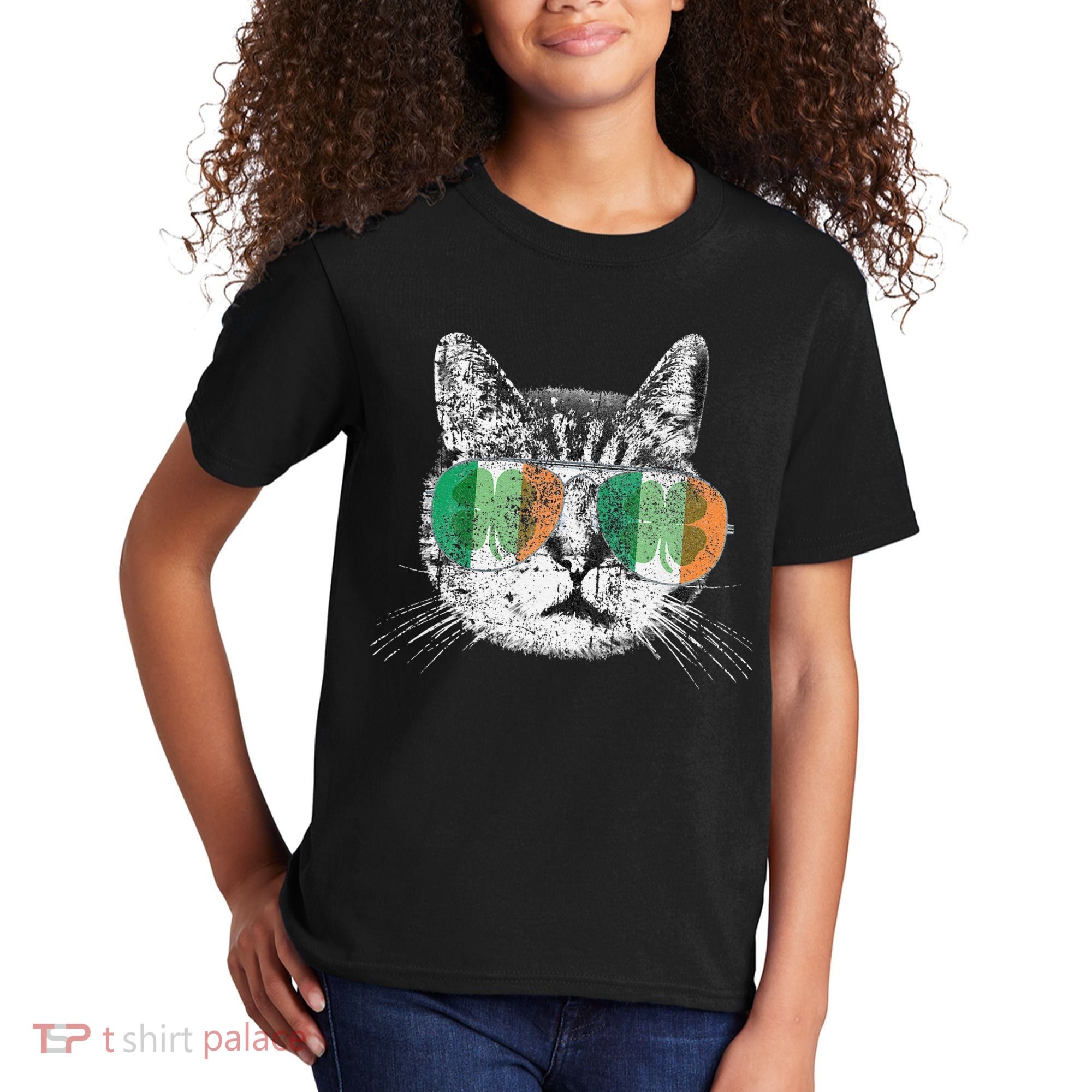 St Patrick's Day Cat Tricks Irish Saint Catty's Shamrock Kids T-Shirt