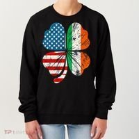 St Patricks Day Shamrock Ireland USA Irish American Flag Women's Sweatshirt thumb 0