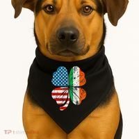 St Patricks Day Shamrock Ireland USA Irish American Flag USA-Made Doggie Bandana thumb 1