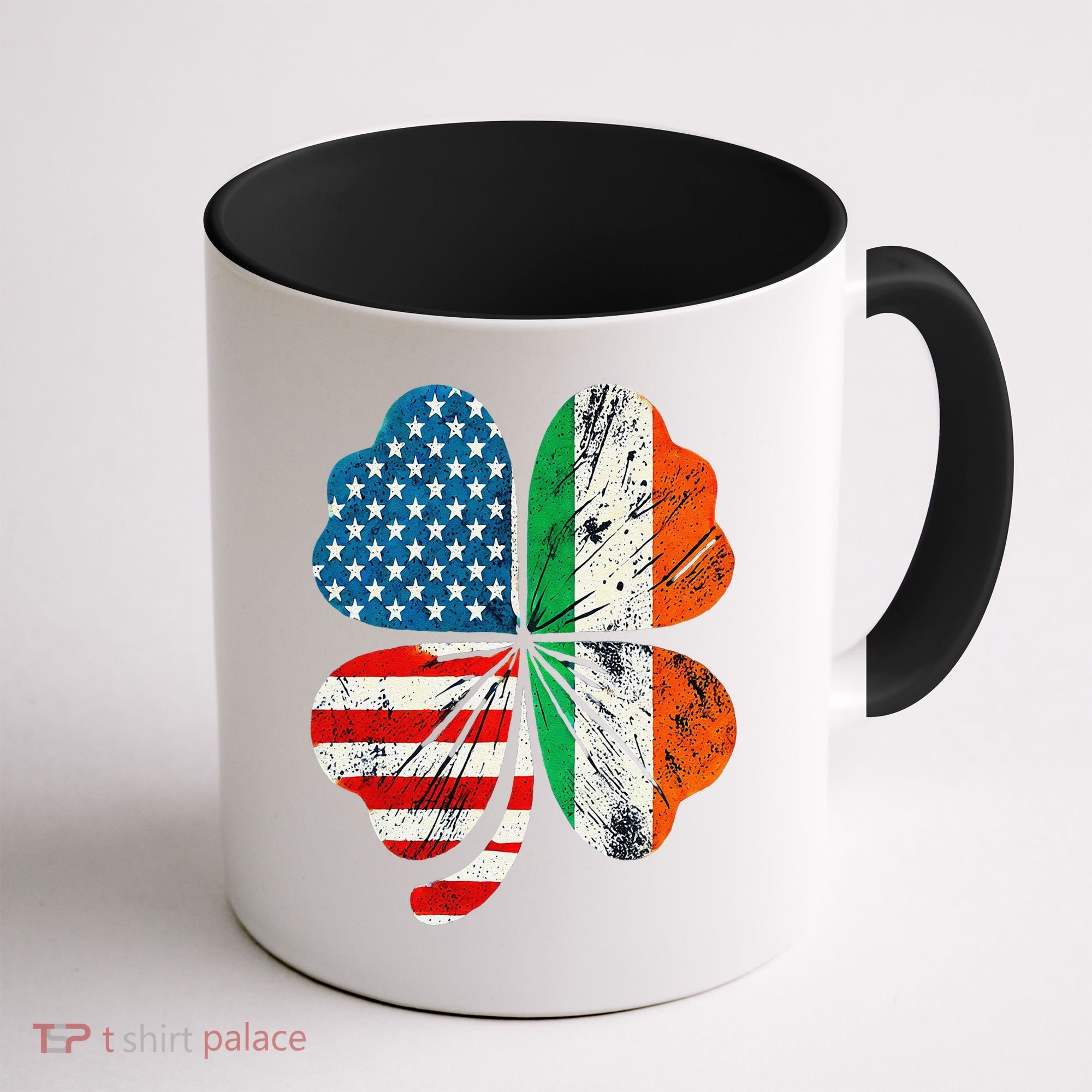 St Patricks Day Shamrock Ireland USA Irish American Flag Coffee Mug