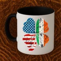 St Patricks Day Shamrock Ireland USA Irish American Flag Coffee Mug thumb 2