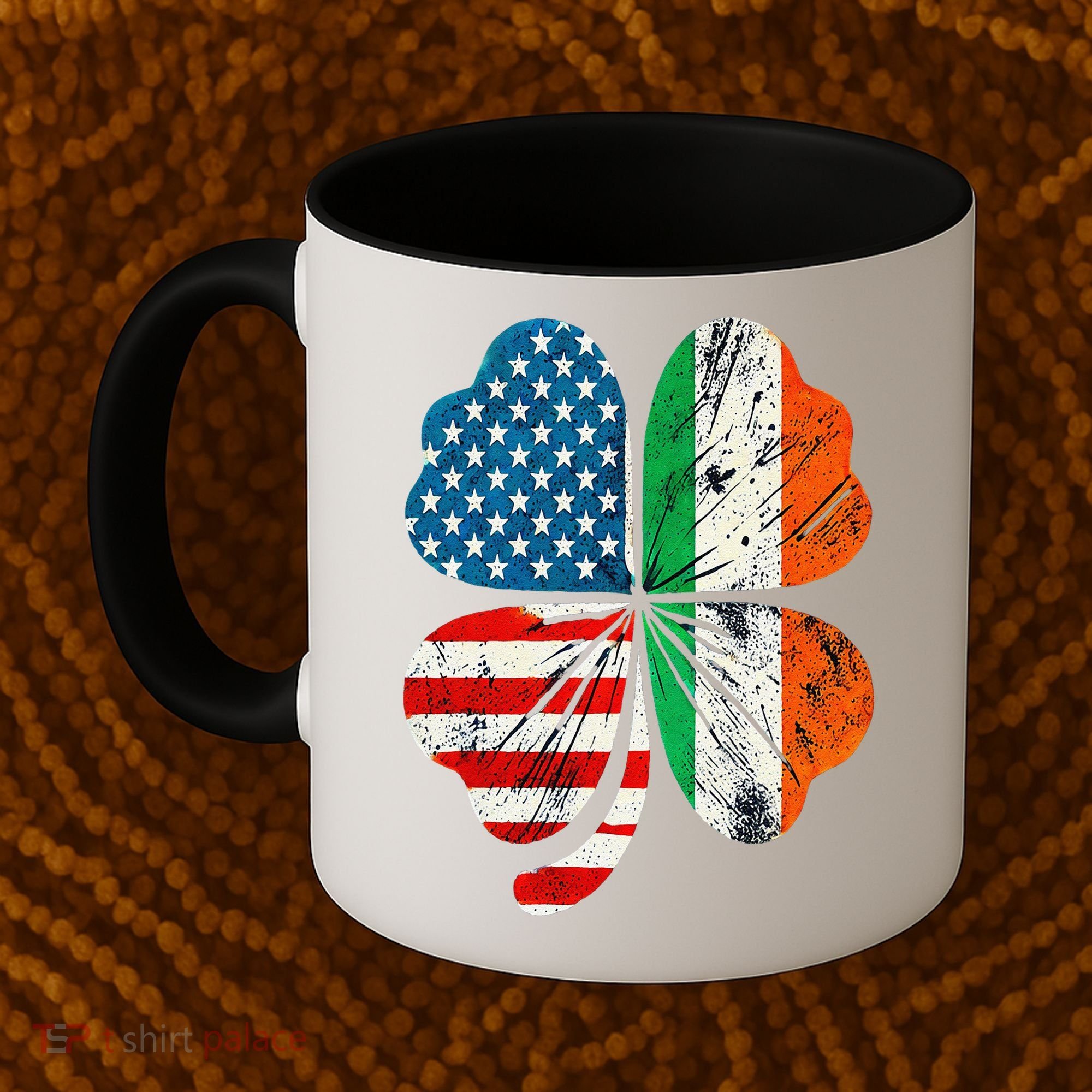 St Patricks Day Shamrock Ireland USA Irish American Flag Coffee Mug