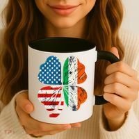 St Patricks Day Shamrock Ireland USA Irish American Flag Coffee Mug thumb 3