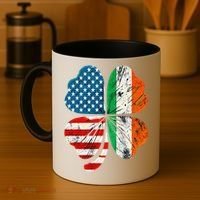 St Patricks Day Shamrock Ireland USA Irish American Flag Coffee Mug thumb 4