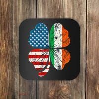 St Patricks Day Shamrock Ireland USA Irish American Flag Coaster thumb 0