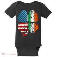St Patricks Day Shamrock Ireland USA Irish American Flag Baby Bodysuit thumb 0