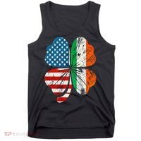 St Patricks Day Shamrock Ireland USA Irish American Flag Tank Top thumb 0