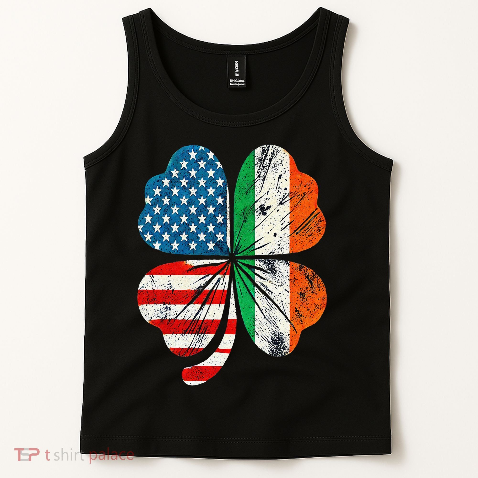 St Patricks Day Shamrock Ireland USA Irish American Flag Tank Top