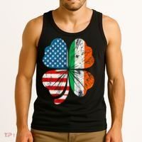 St Patricks Day Shamrock Ireland USA Irish American Flag Tank Top thumb 3